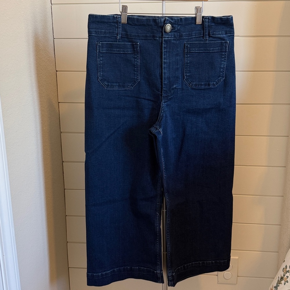 Anthropologie - Maeve Dark Blue Wide Cropped Jeans